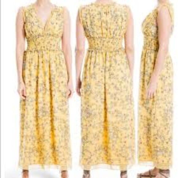 Max Studio Women's Yellow Sleeveless V Neck Maxi Dress Size XL - Picture 3 of 7